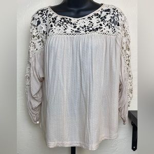 Lovestitch Cream Crochet‎ Boho Style Top